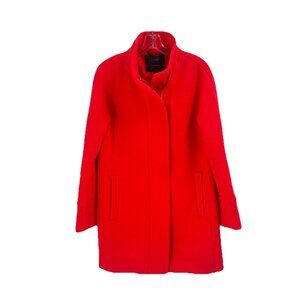 J Crew Red Stadium Cloth Coat Nello Gori Cocoon Full Zip Sz 6 B2770